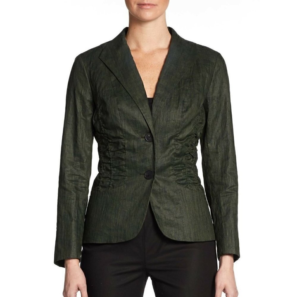 Lafayette 148 New York Leonara Green Blazer Jacket Coat Small